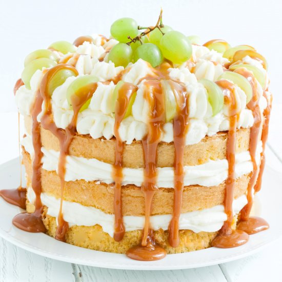 Vanilla Layer Cake with Toffee Sauce