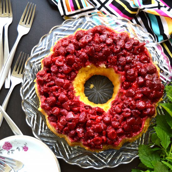 Raspberry Upside Down Bundt Cake