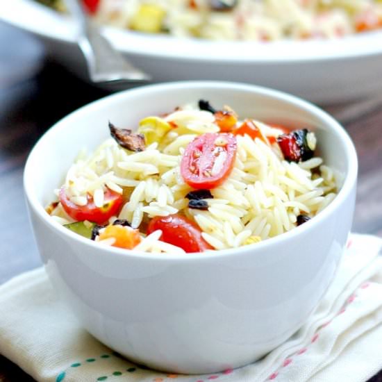 Orzo with Roasted Summer Vegetables