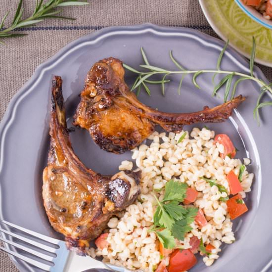 Honey and tomato roasted lamb chops