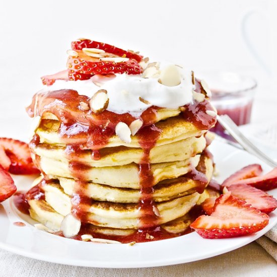 Strawberries and Cream Pancakes