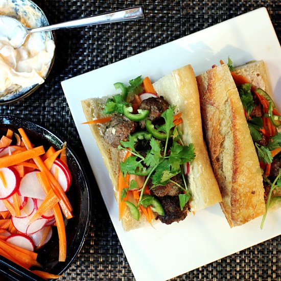 Banh Mi with Sriracha Meatballs