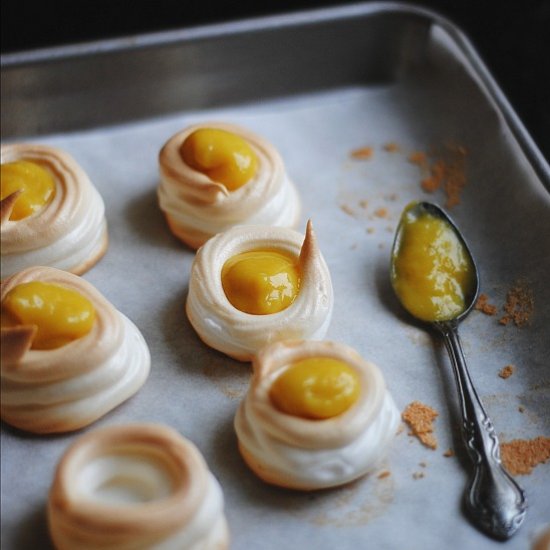 Meringue Cups + Mango Curd