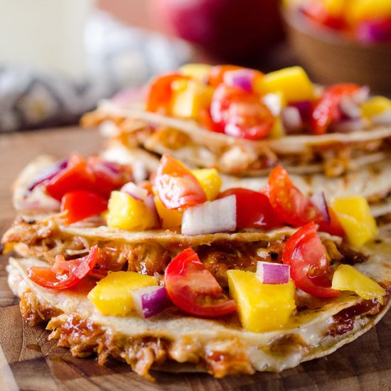 Mango BBQ Chicken Quesadillas