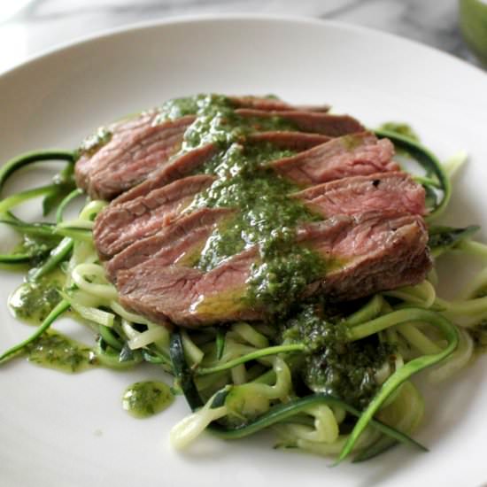 Grilled Flank Steak and Zoodles