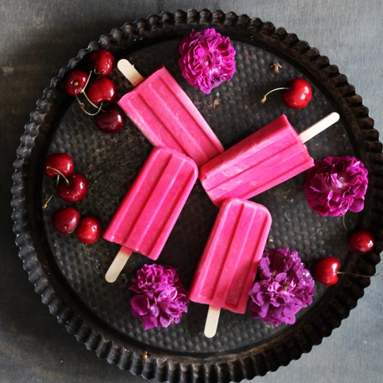 Cherry Frozen Yogurt Popsicles