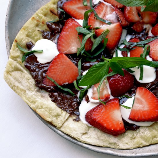 Chocolate Strawberry Mint Pizza