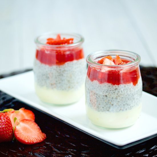 Chia with Mango Curd and Strawberry