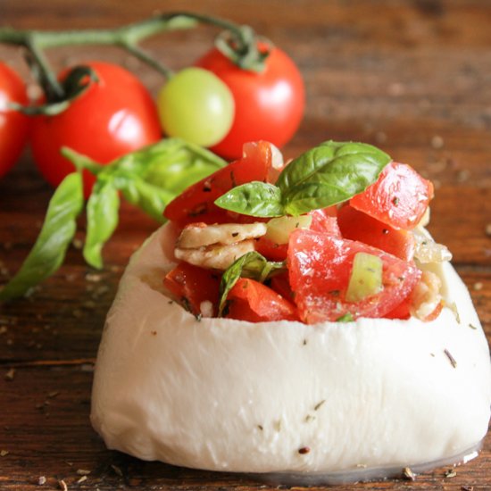 Stuffed Fresh Mozzarella Caprese