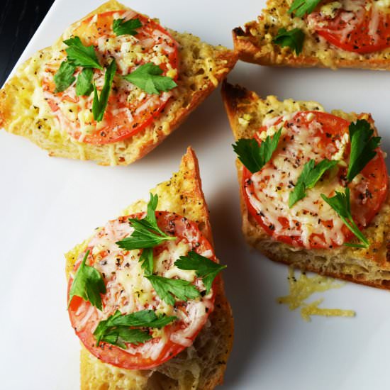 Five Minute Broiled Parmesan Baguettes