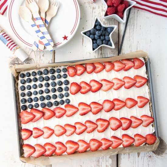 US Flag Fruit Cookie Dessert Pizza