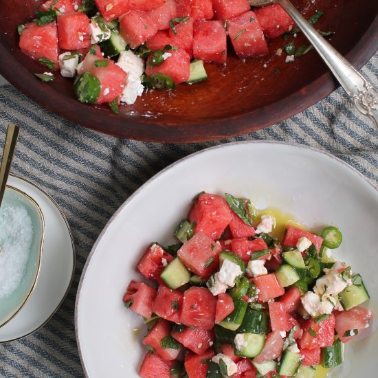 Watermelon, Cucumber, + Feta Salad