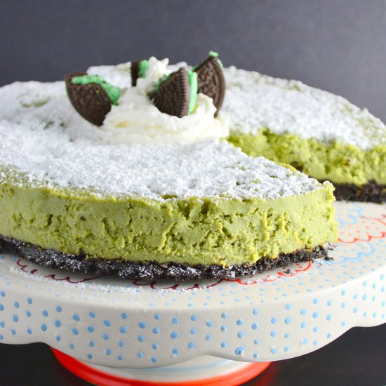 Green Tea and Mint Oreo Cheesecake