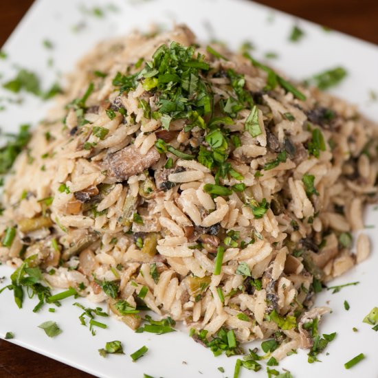 Creamy Asparagus Mushroom Orzo