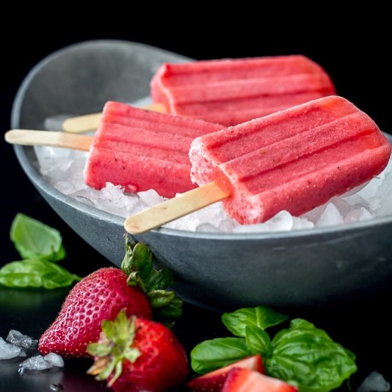 Strawberry Basil Martini Popsicles