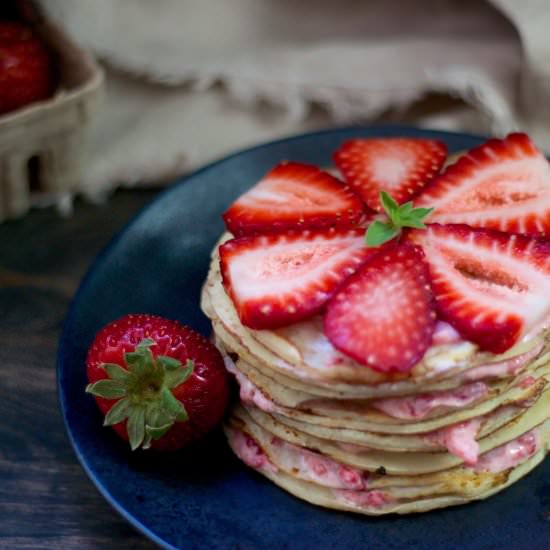 Strawberries & Cream Crepe Cake