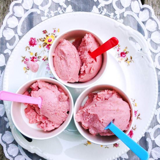 Strawberry Ice Cream with Rhubarb