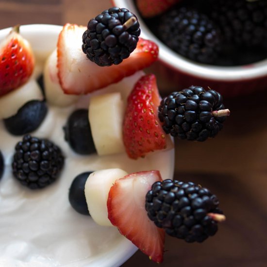 Fruit Skewers with Yogurt Dip