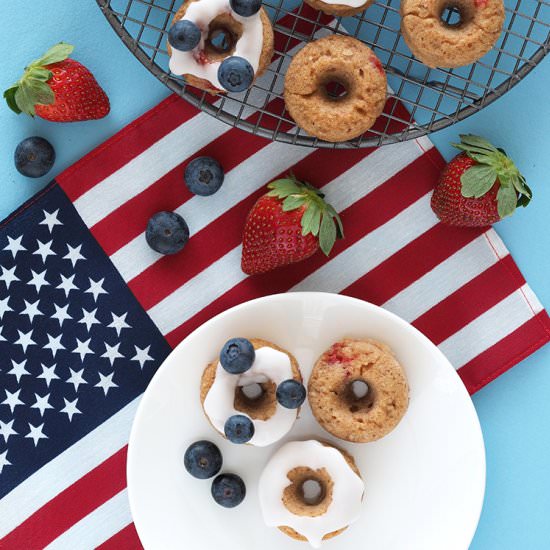 Red, White and Blue Baked Donuts