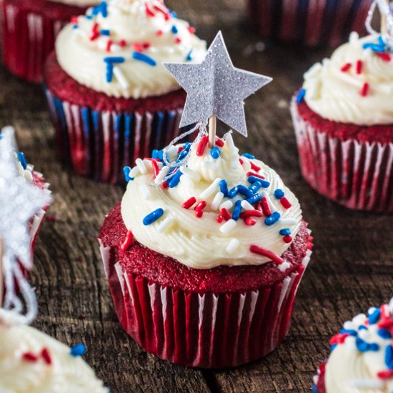 Patriotic Red Velvet Cupcakes