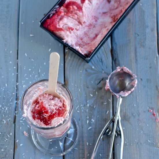 Vegan Strawberry Rhubarb Ice Cream