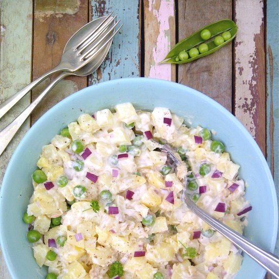 Potato salad with smoked trout