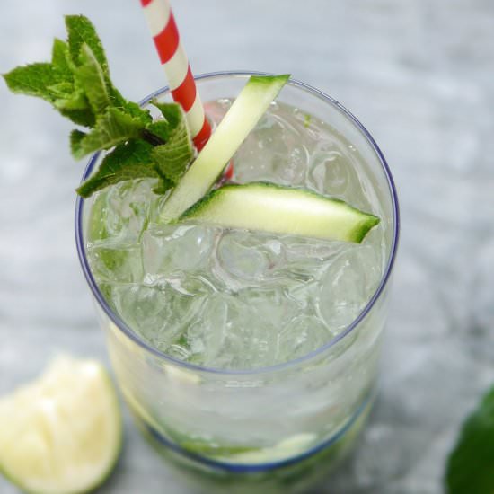 Cucumber, lime and mint spritz