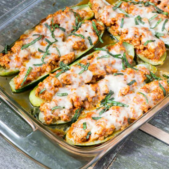 Chicken Parmesan Zucchini Boats