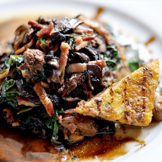 Chicken Livers with Grilled Polenta