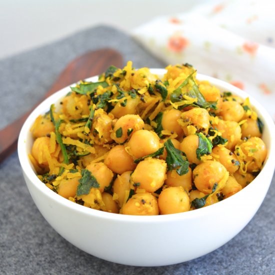 Chickpeas Spinach Coconut Stir-fry