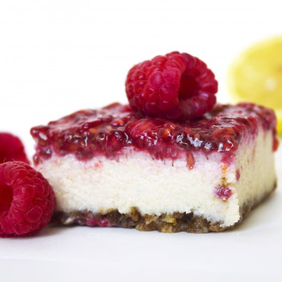 Vegan Lemon Raspberry No-Bake Bars