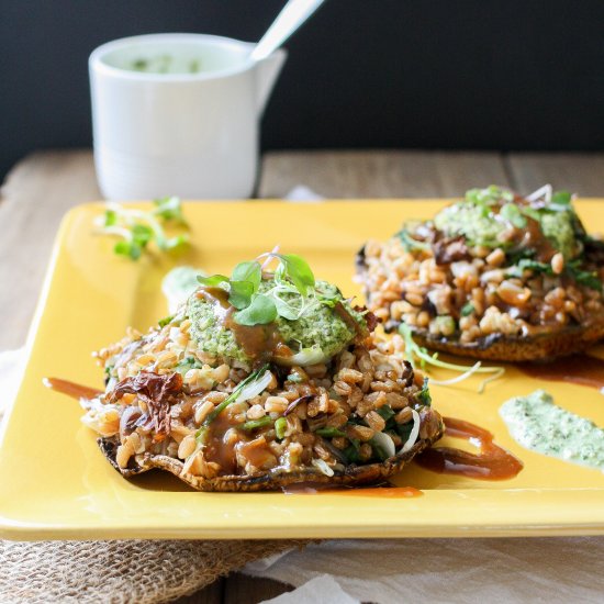 Italian Farro Stuffed Portobellos