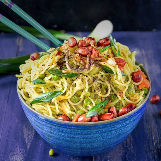 No Oil Green Thai Curry Noodles