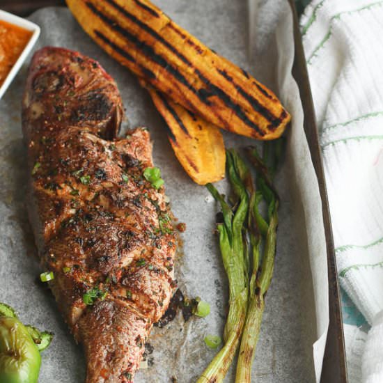 Caribbean Grilled Whole Red Snapper