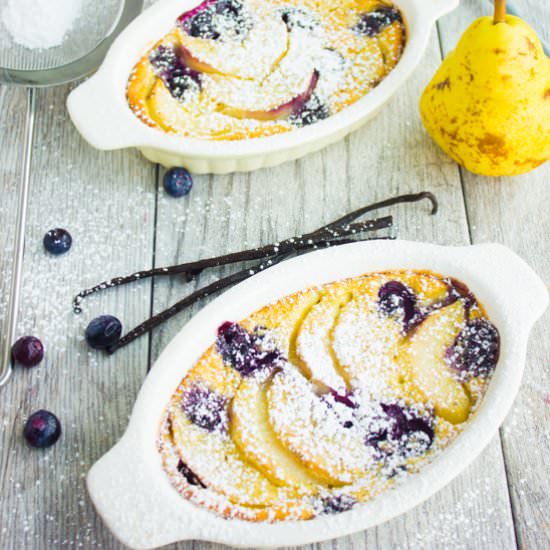 Pear Blueberry Vanilla Clafoutis