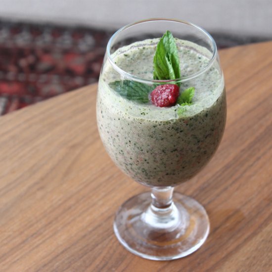 Raspberry and Mint Green Smoothie