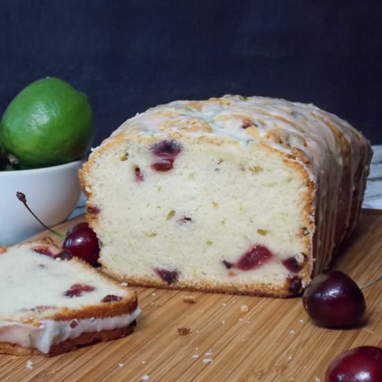 Cherry Poundcake with Lime Glaze