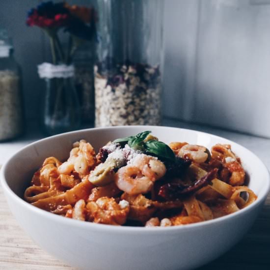 Prawn Tagliatelle for One!