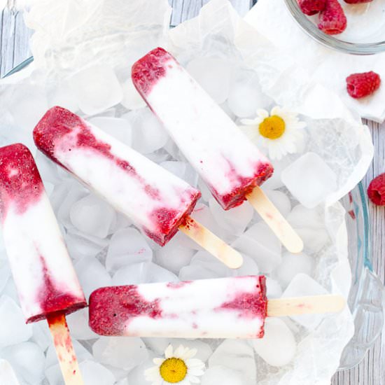 Coconut Raspberry Popsicles