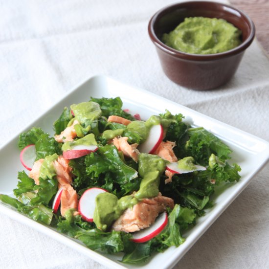 Kale Salmon Salad and Green Sauce