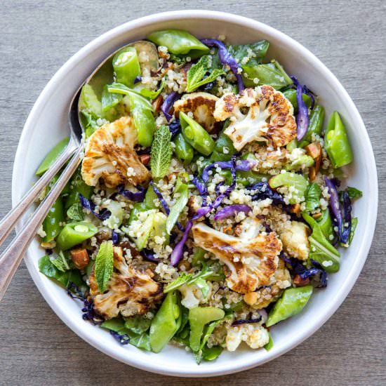 Roasted Cauliflower Snap Pea Salad