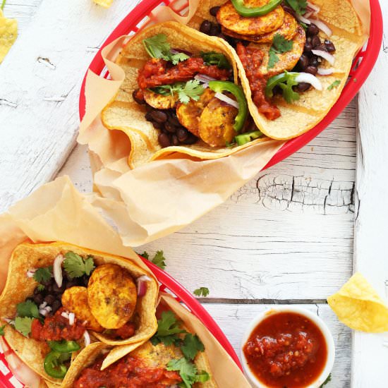 Spicy Plantain Black Bean Tacos