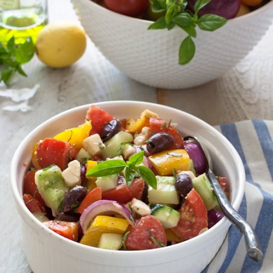 Greek Salad with Feta and Basil