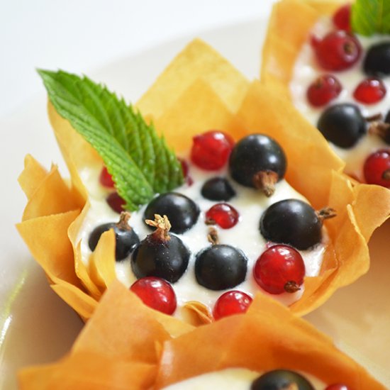 Filo baskets with berries