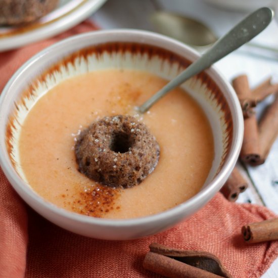 Donuts with Cinnamon on Puree Peach