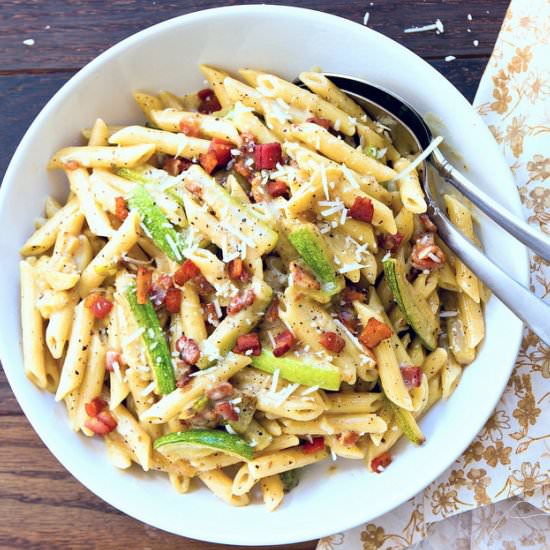 Penne and Zucchini Carbonara