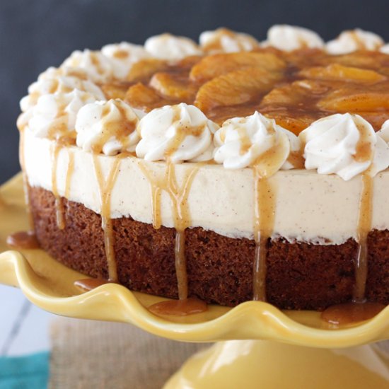 Peach Caramel Blondie Cheesecake