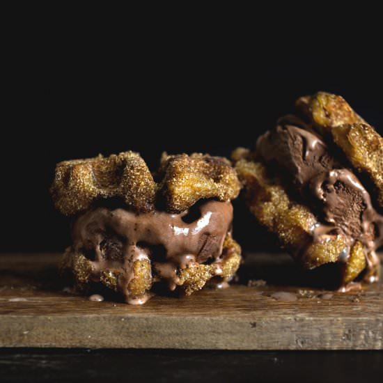 Churroffle Ice Cream Sandwich