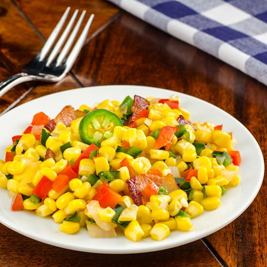 Sautéed Corn with Chilies & Bacon