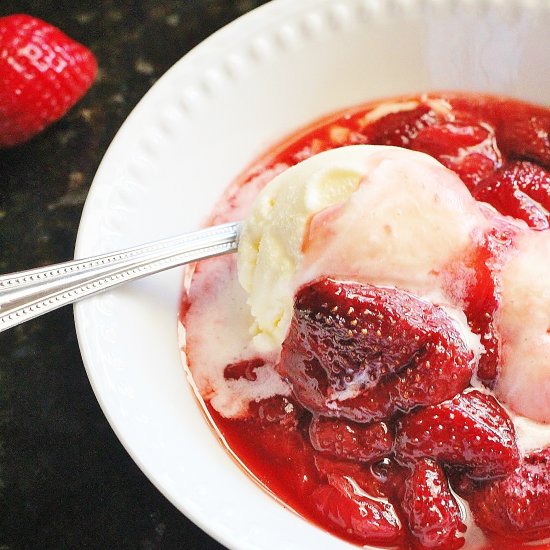 Roasted Strawberries over Ice Cream